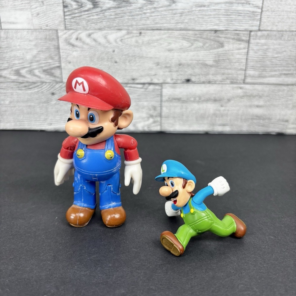 Jakks Pacific World of Nintendo Super Mario & Jumping Luigi 2.5" figure lot